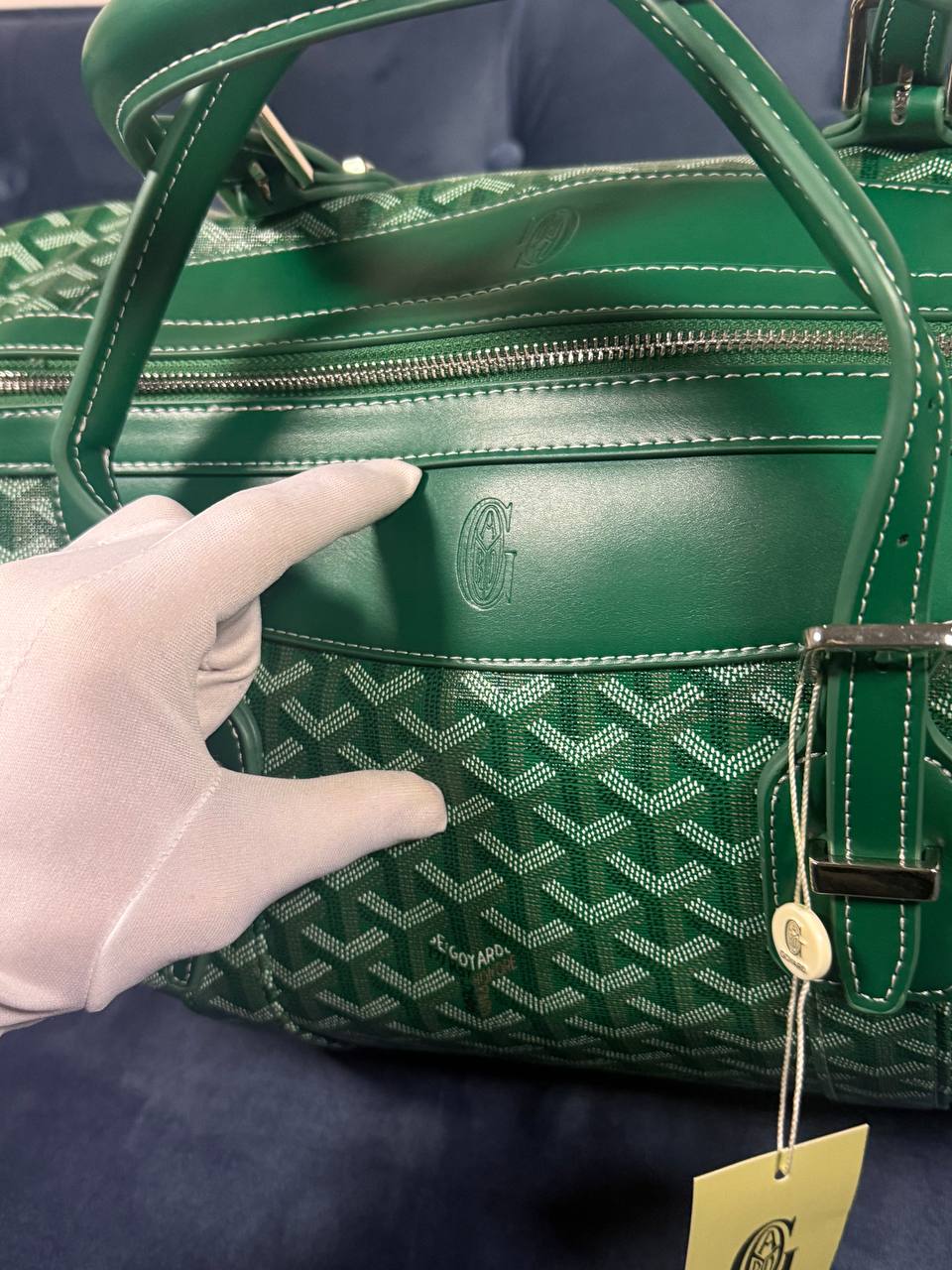 Green Goyard duffel bag